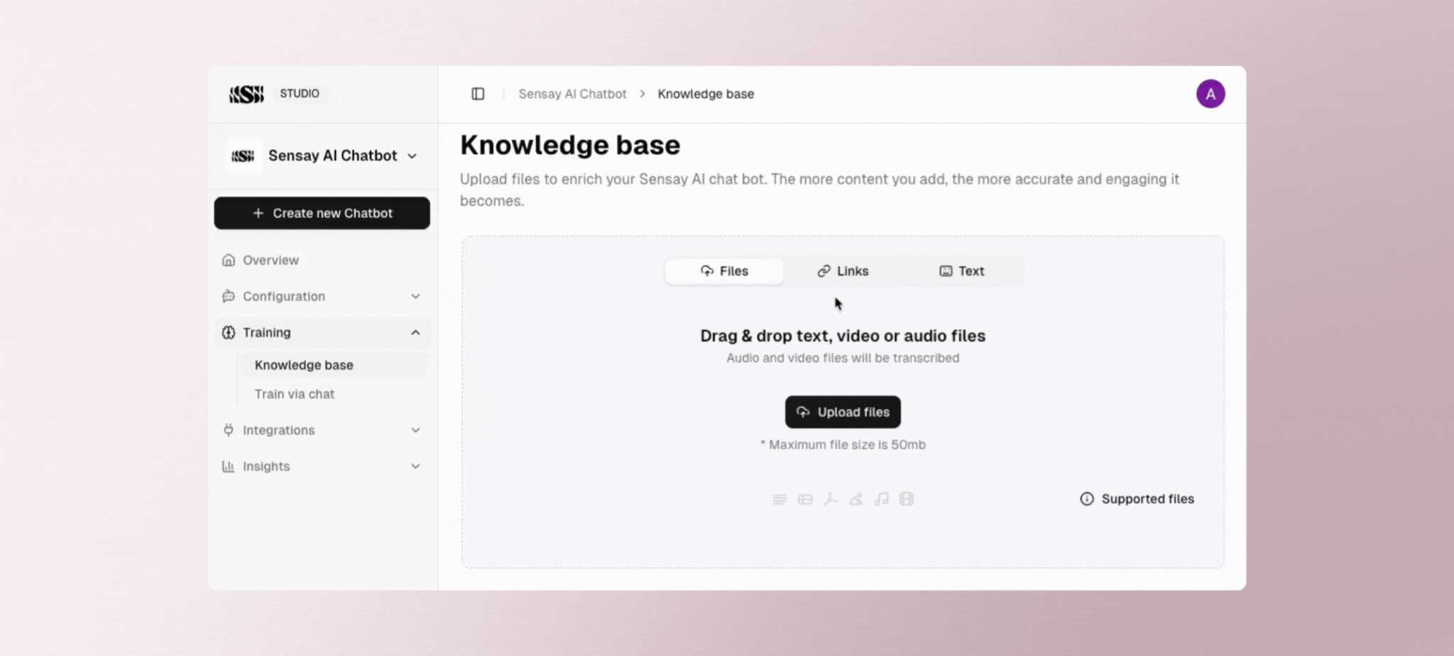 Files Links and Text - Sensay